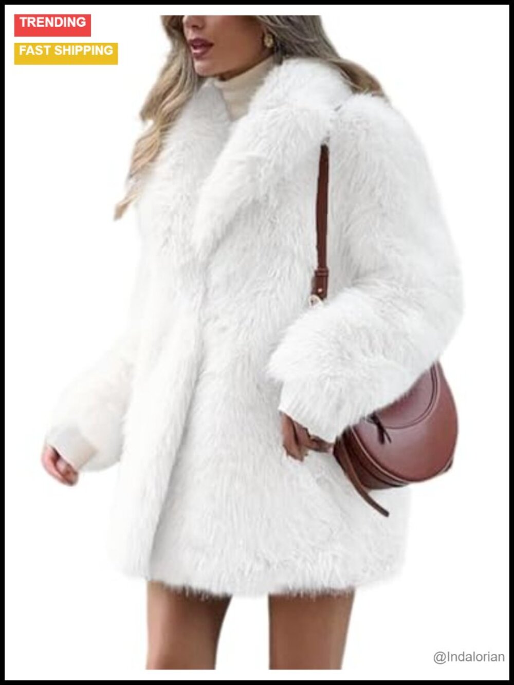 Faux Fur Coat Long Fluffy Furry Jacket Button Lapel Pockets